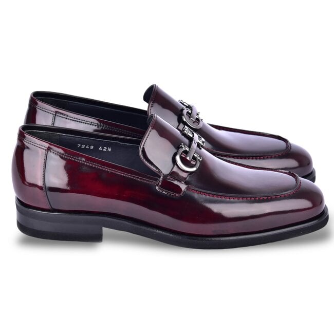 Corrente C0001204- 7249 loafer with silver buckle - Burgundy "ACMA"