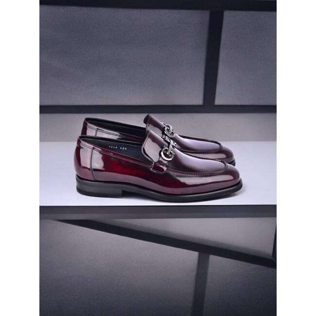 Corrente C0001204- 7249 loafer with silver buckle - Burgundy "ACMA"