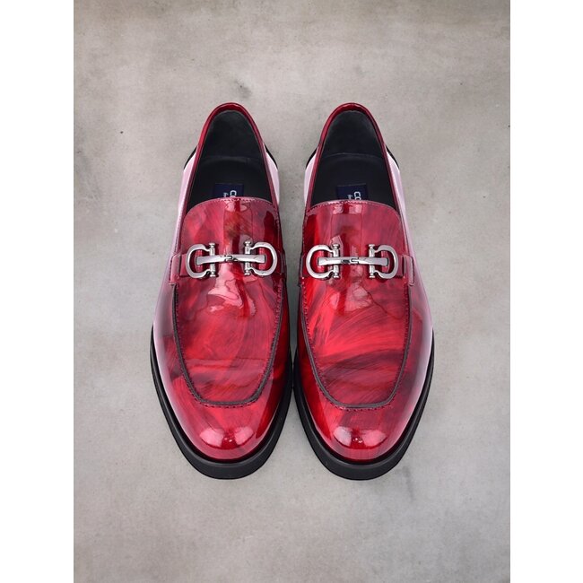 "C0001204- 7249" loafer with silver buckle - Burgundy Rogan