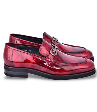 Corrente "C0001204- 7249" loafer with silver buckle - Burgundy Rogan