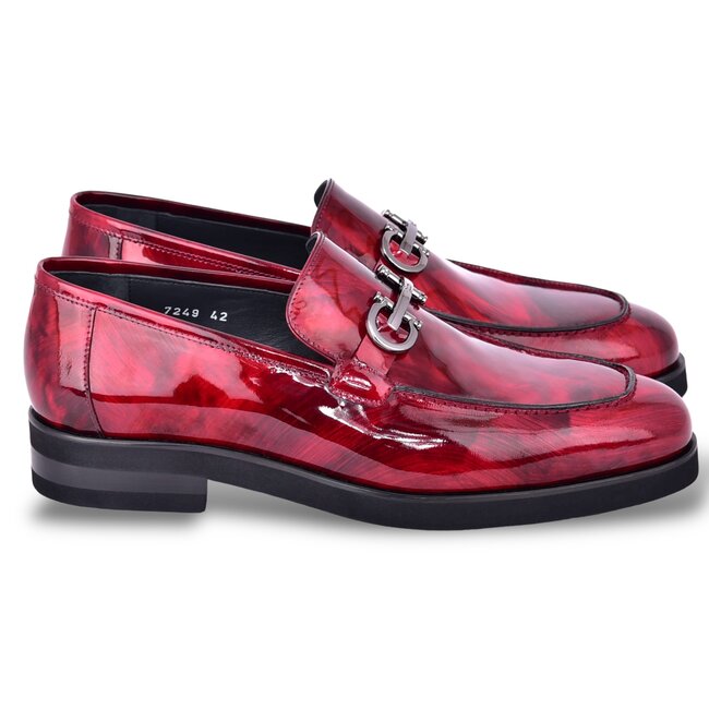 Corrente "C0001204- 7249" loafer with silver buckle - Burgundy Rogan