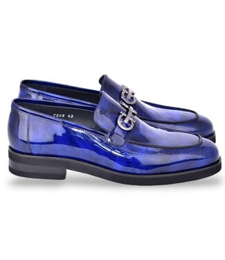 Corrente "C0001204- 7249" loafer with silver buckle - Blue-Rogan