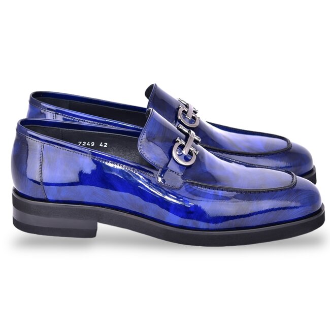 Corrente "C0001204- 7249" loafer with silver buckle - Blue-Rogan