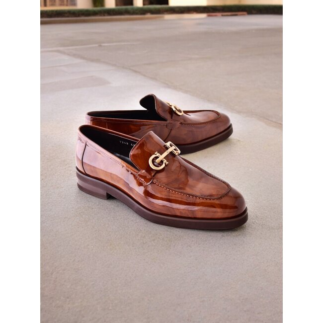 "C0001204- 7249" loafer with silver buckle - Brown-Rogan