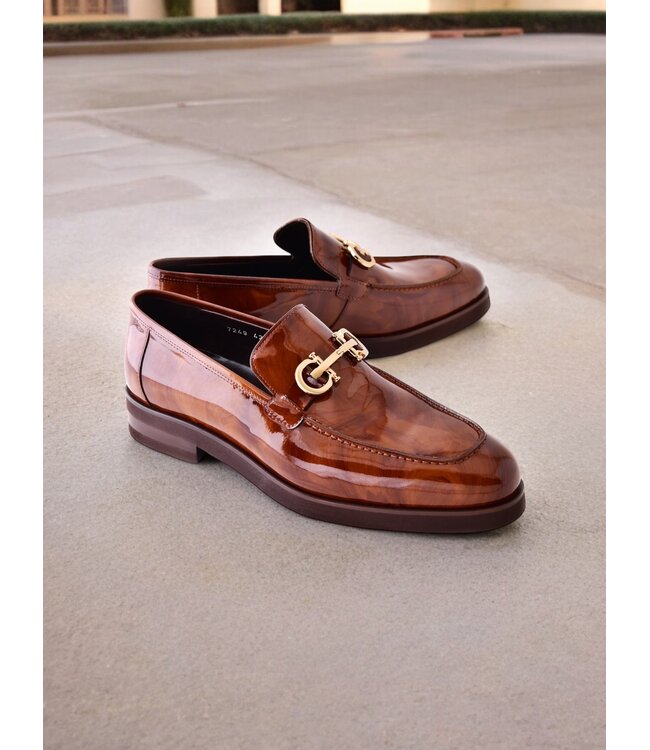 Corrente "C0001204- 7249" loafer with silver buckle - Brown-Rogan