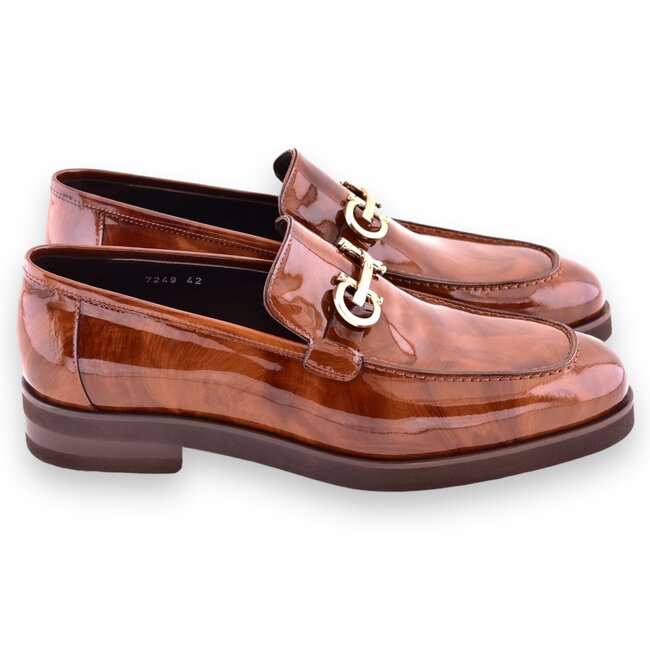 "C0001204- 7249" loafer with silver buckle - Brown-Rogan