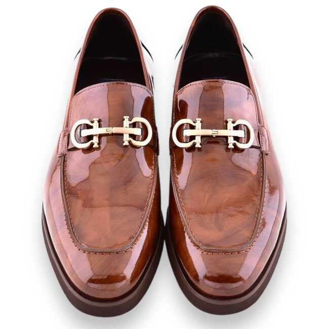 "C0001204- 7249" loafer with silver buckle - Brown-Rogan