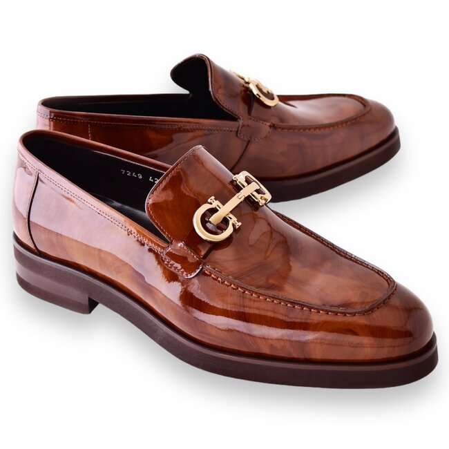 "C0001204- 7249" loafer with silver buckle - Brown-Rogan