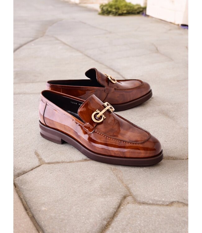 Corrente "C0001204- 7249" loafer with silver buckle - Brown-Rogan