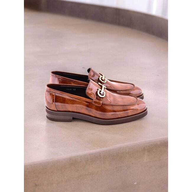 "C0001204- 7249" loafer with silver buckle - Brown-Rogan