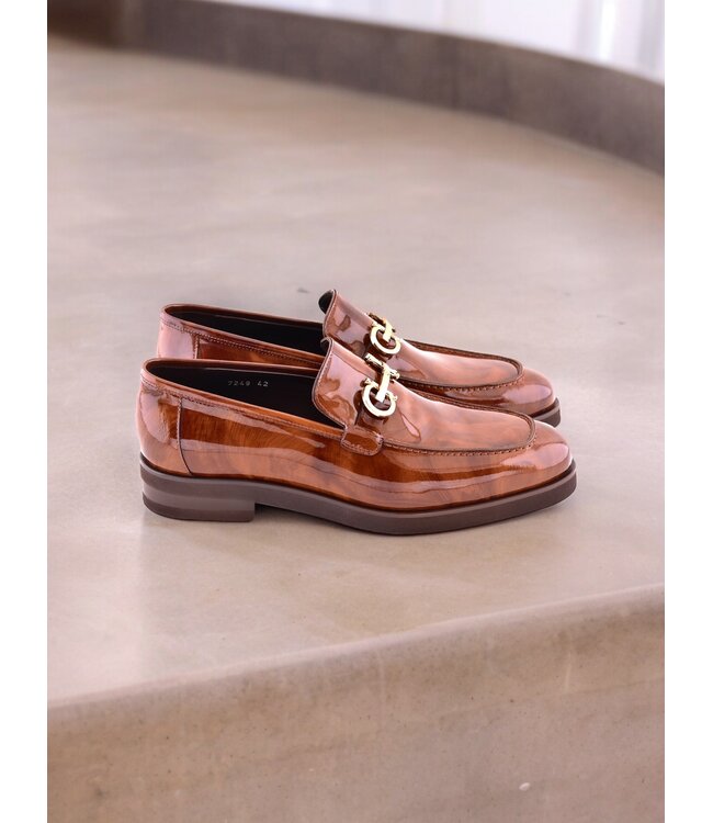 Corrente "C0001204- 7249" loafer with silver buckle - Brown-Rogan