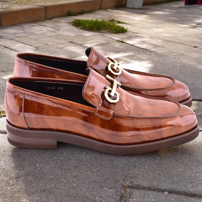 "C0001204- 7249" loafer with silver buckle - Brown-Rogan