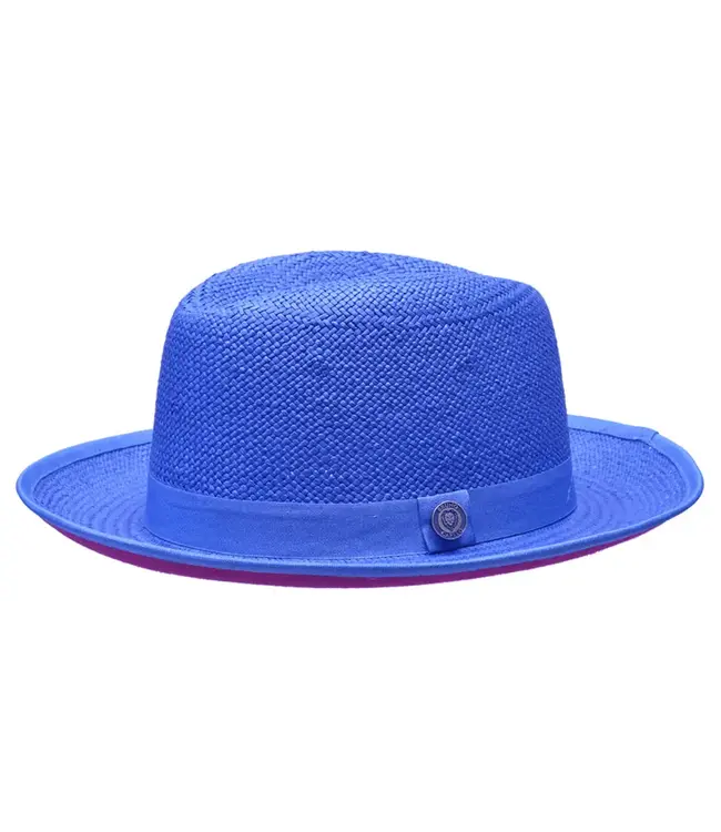 Empire Collection Straw Red Bottom Fedora Hat Snap Brim