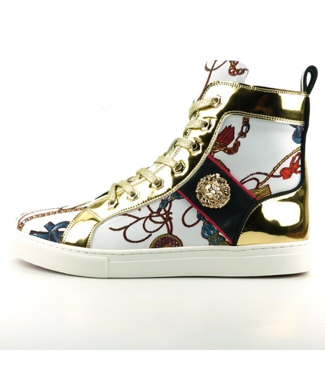 FI-2421 White High Top Sneaker Encore by Fiesso