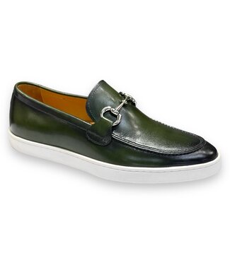 Carrucci Carrucci Slip-On Silver Horsebit Buckle Sneaker Olive/Green