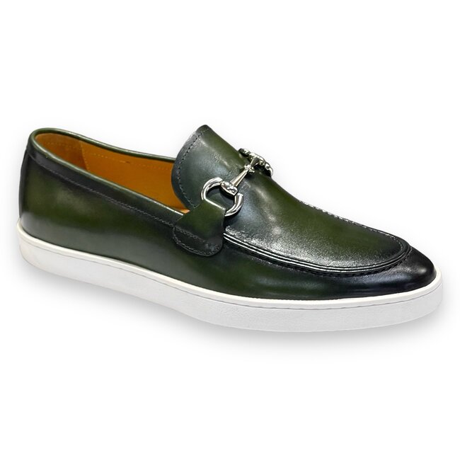 Carrucci Carrucci Slip-On Silver Horsebit Buckle Sneaker Olive/Green