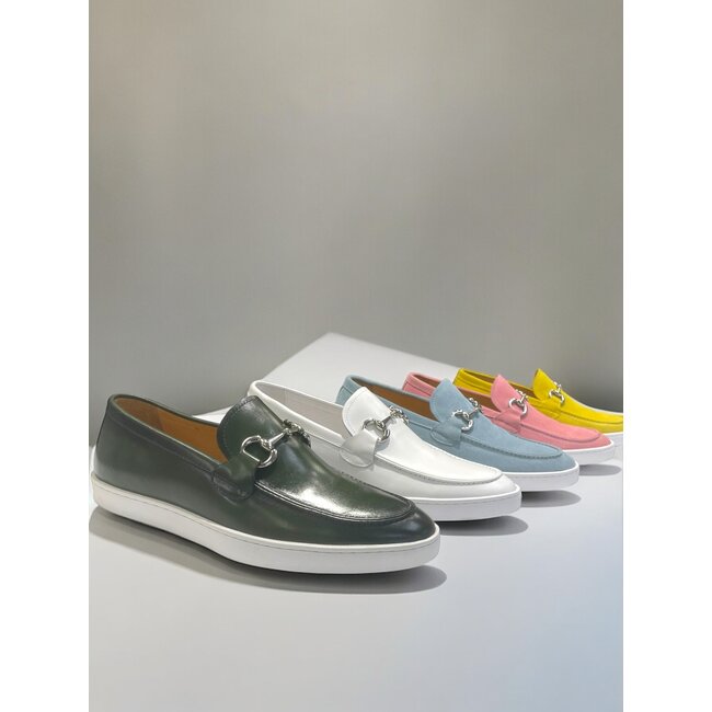 Carrucci Slip-On Silver Horsebit Buckle Sneaker Olive/Green