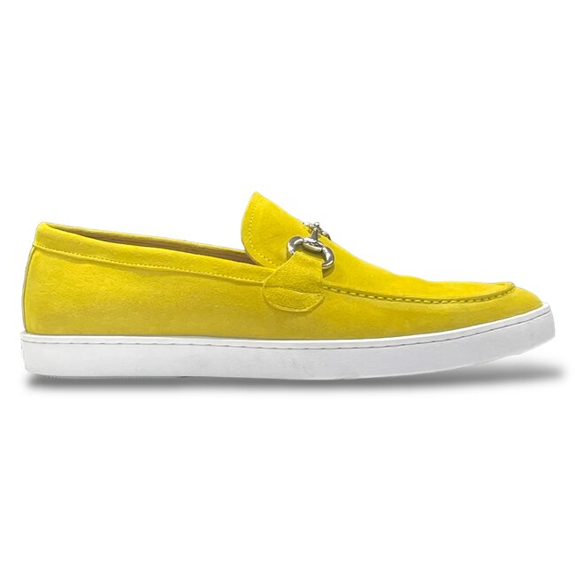 Suede Slip-On Silver Horsebit Buckle Sneaker Yellow