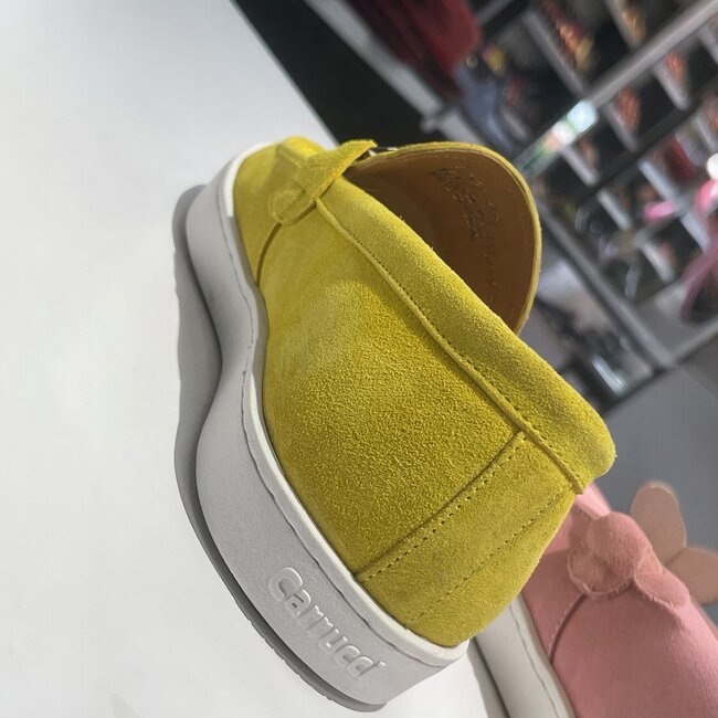 Carrucci Suede Slip-On Silver Horsebit Buckle Sneaker Yellow