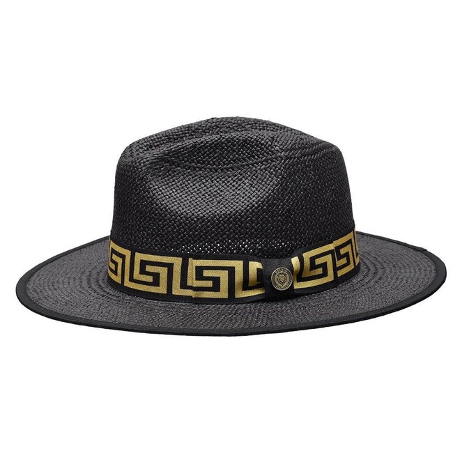 Ventino Collection Straw Fedora Hat Flat Wide Brim