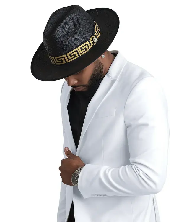 Bruno Capelo Ventino Collection Straw Fedora Hat Flat Wide Brim