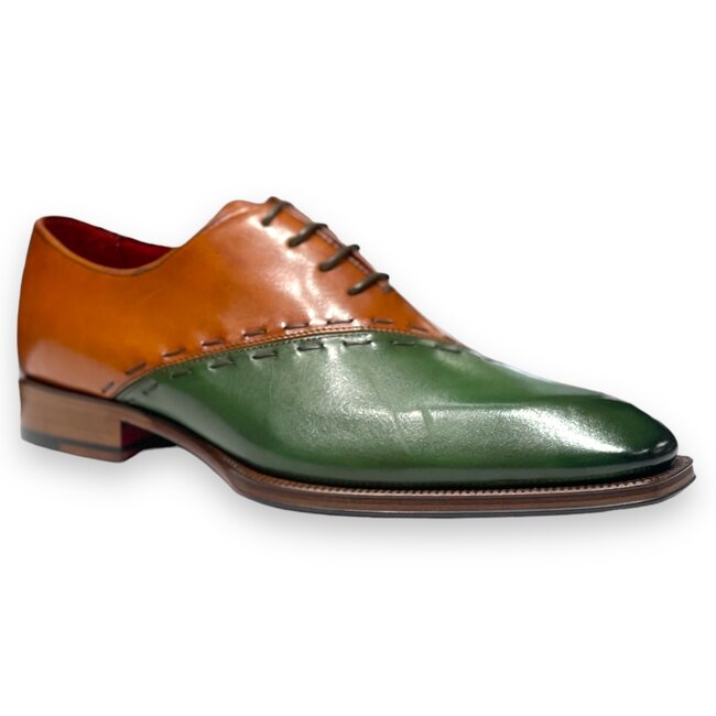 EMILIO FRANCO "ARISTIDE" MEN'S SHOES GREEN/BROWN CALF-SKIN LEATHER OXFORDS