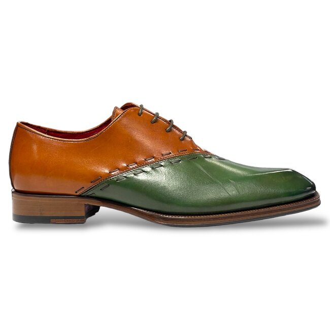 EMILIO FRANCO "ARISTIDE" MEN'S SHOES GREEN/BROWN CALF-SKIN LEATHER OXFORDS