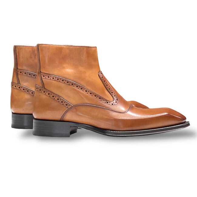 Emilio Franco "Davide" Brandy Genuine Calfskin Ankle Boots,