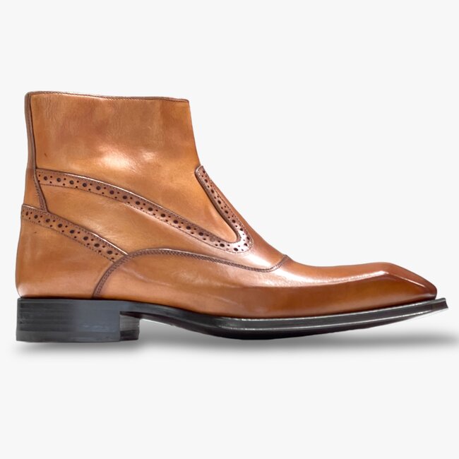 Emilio Franco Emilio Franco "Davide" Brandy Genuine Calfskin Ankle Boots,