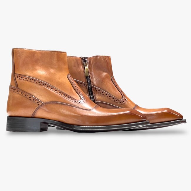 Emilio Franco "Davide" Brandy Genuine Calfskin Ankle Boots,