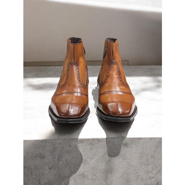 Emilio Franco "Davide" Brandy Genuine Calfskin Ankle Boots,
