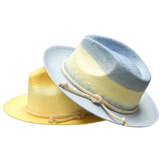 "Hampton" Collection Straw Fedora Hat Hand-Dyed Snap Brim
