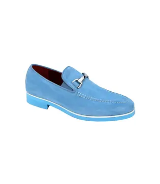 Emilio Franco Emilio Franco "Nino" II Men's Shoes Light Blue Genuine Suede Leather Loafers