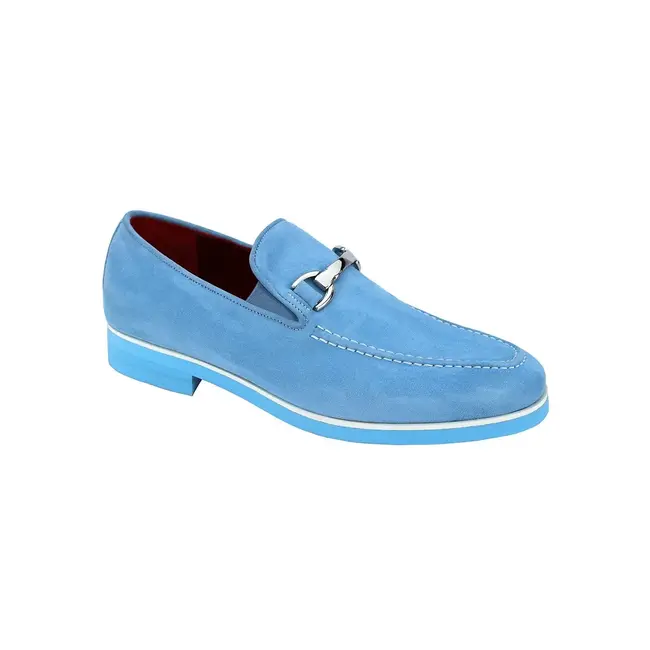 Emilio Franco Emilio Franco "Nino" II Men's Shoes Light Blue Genuine Suede Leather Loafers