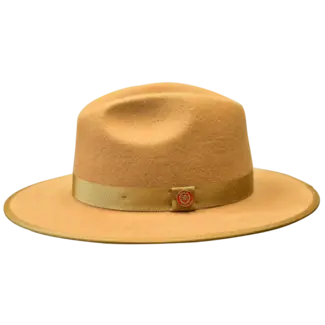 Bruno Capelo MONARCH COLLECTION WOOL FELT RED BOTTOM FEDORA HAT FLAT WIDE BRIM