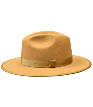 Bruno Capelo MONARCH COLLECTION WOOL FELT RED BOTTOM FEDORA HAT FLAT WIDE BRIM