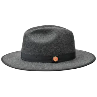 Bruno Capelo Monarch Collection Wool Felt Fedora Pinch Front Wide Flat Brim