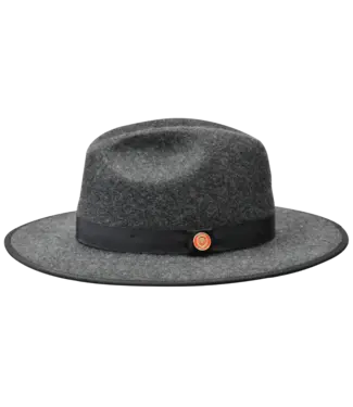 Bruno Capelo Monarch Collection Wool Felt Fedora Pinch Front Wide Flat Brim