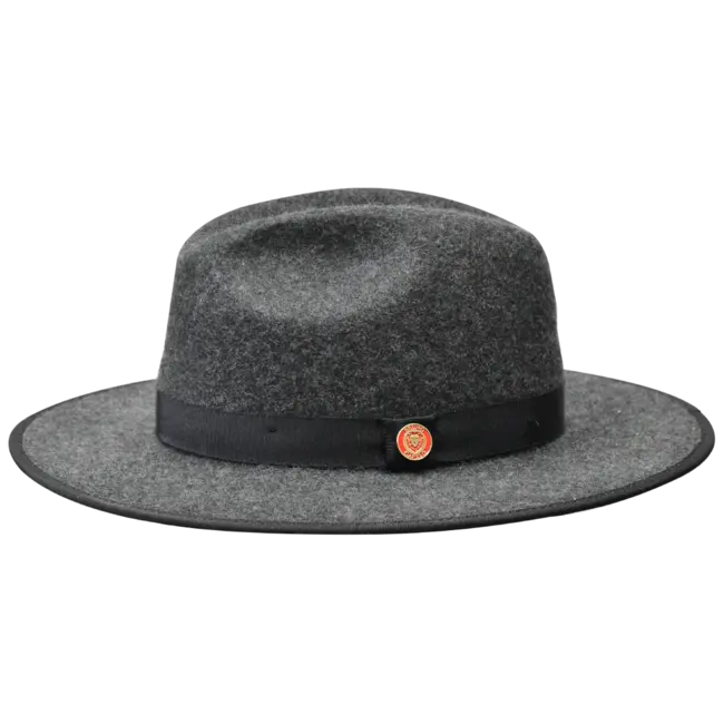 Bruno Capelo Monarch Collection Wool Felt Fedora Pinch Front Wide Flat Brim