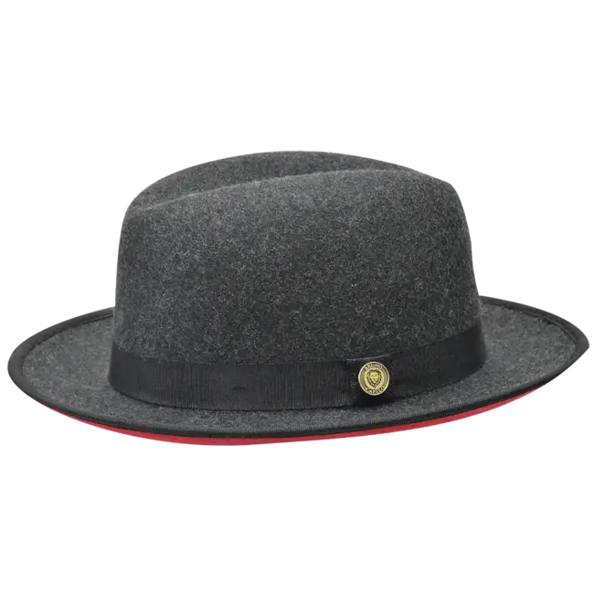 Princeton Wool Felt Red Bottom Fedora Hat Snap Brim