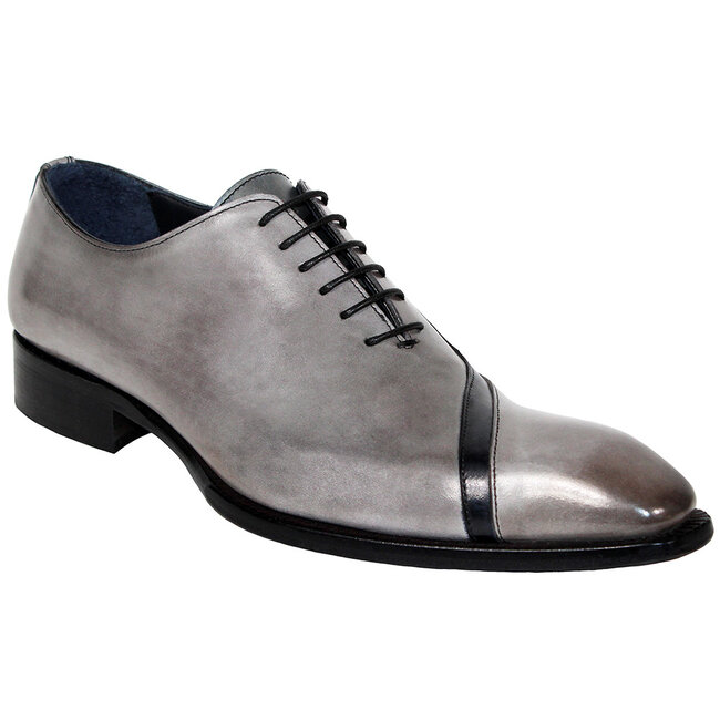 Duca Duca "Torre" Men's Shoes Grey/Black Calf-Skin Leather Oxfords