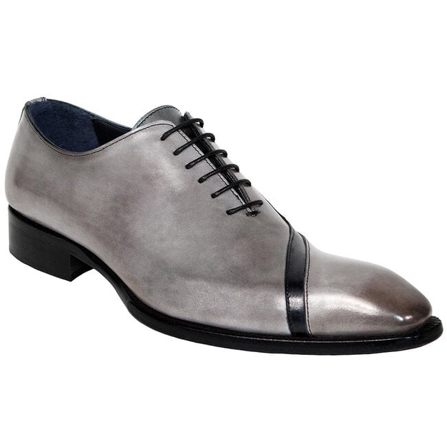 Duca "Torre" Men's Shoes Grey/Black Calf-Skin Leather Oxfords