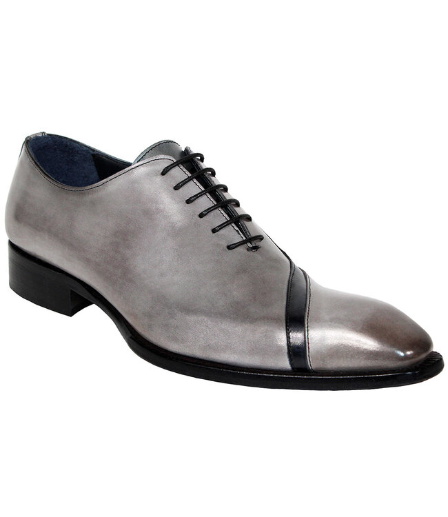 Duca Duca "Torre" Men's Shoes Grey/Black Calf-Skin Leather Oxfords