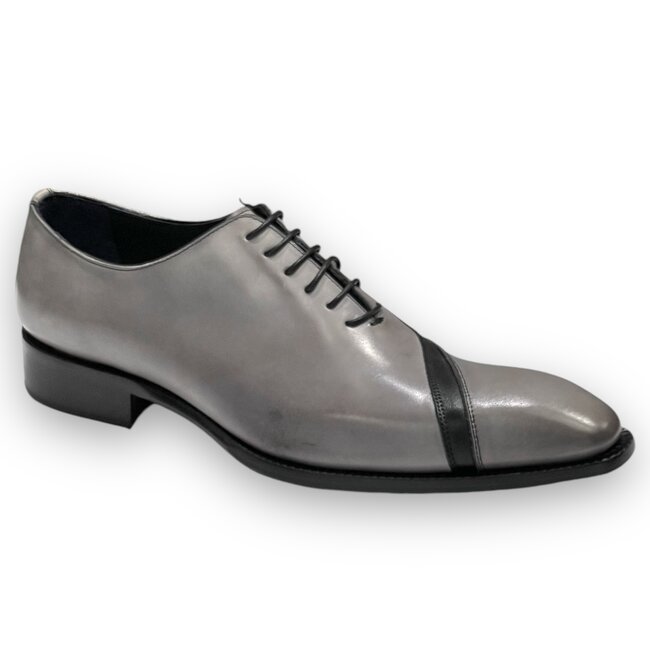 Duca Duca "Torre" Men's Shoes Grey/Black Calf-Skin Leather Oxfords