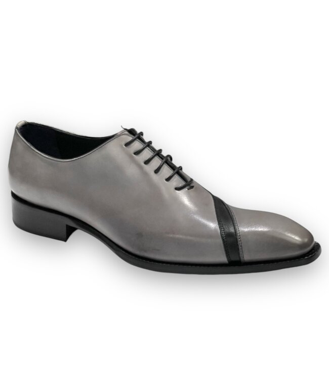 Duca Duca "Torre" Men's Shoes Grey/Black Calf-Skin Leather Oxfords