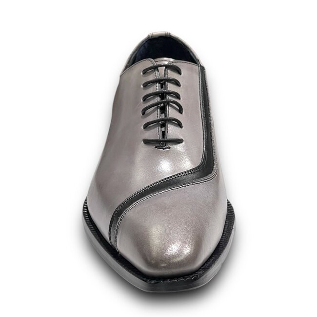 Duca "Torre" Men's Shoes Grey/Black Calf-Skin Leather Oxfords