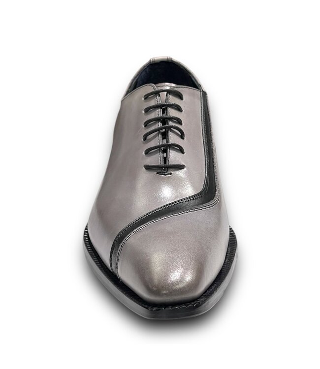 Duca Duca "Torre" Men's Shoes Grey/Black Calf-Skin Leather Oxfords