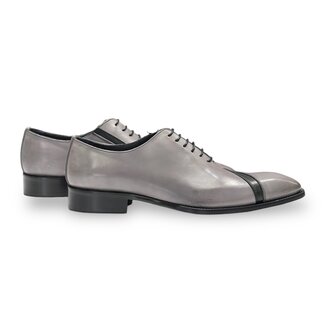 Duca Duca "Torre" Men's Shoes Grey/Black Calf-Skin Leather Oxfords