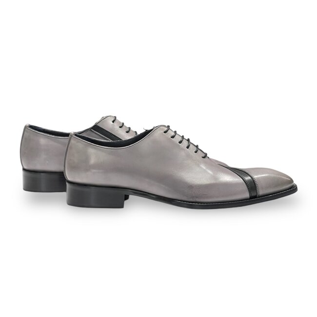 Duca Duca "Torre" Men's Shoes Grey/Black Calf-Skin Leather Oxfords