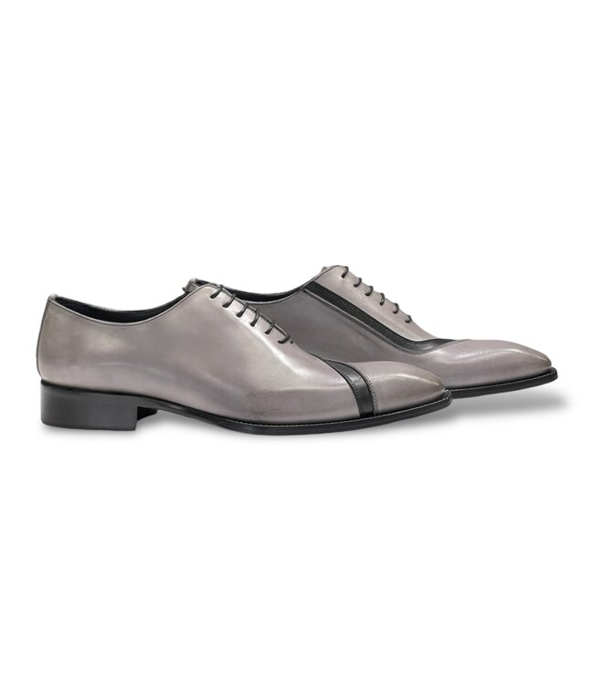 Duca Duca "Torre" Men's Shoes Grey/Black Calf-Skin Leather Oxfords
